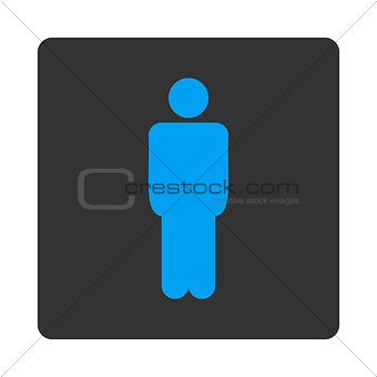 Man flat blue and gray colors rounded button