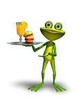 Frog with a tray with juice