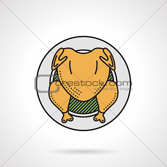 Roasted chicken flat color vector icon