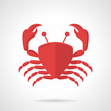 Red crab flat color vector icon