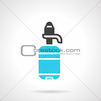 Water bottle black and blue flat vector icon