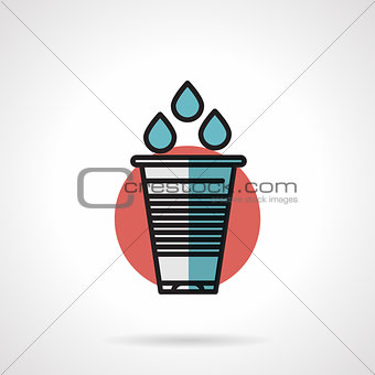 Water plastic glass flat line vector icon