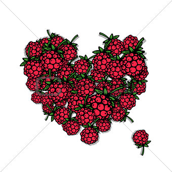 Love raspberry. Heart sketch for your design