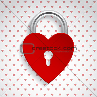 Valentine background with red heart padlock