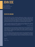 Simplistic cover letter cv resume template design in dark blue