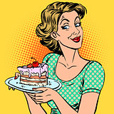 woman dessert cake