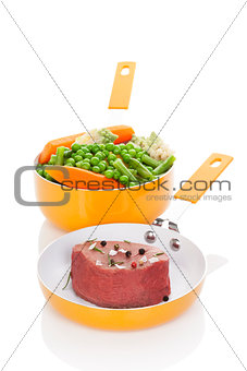 Steak with vegetable.