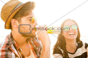 Couple having great time together