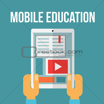 Mobile education concept. Vector illustration