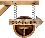 Rome - Wooden Sign with Cross