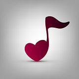 Heart shaped musical note