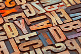 alphabet abstract in grunge wood tyoe