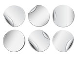 Set of white round promotional stickers