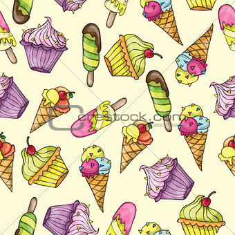 Seamless pattern whith ice cream
