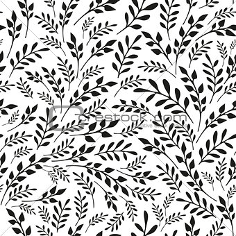 Seamless floral black and white background