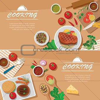 cooking banner flat design template