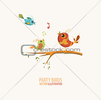 Birds Singing on a branch of a tree
