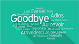 GOODBYE in different languages, word tag cloud
