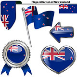 Glossy icons with flag of New Zealand
