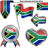 Glossy icons with flag of South Africa