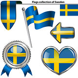 Glossy icons with flag of Sweden