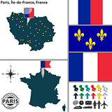 Map of Paris, Ile-de-France, France