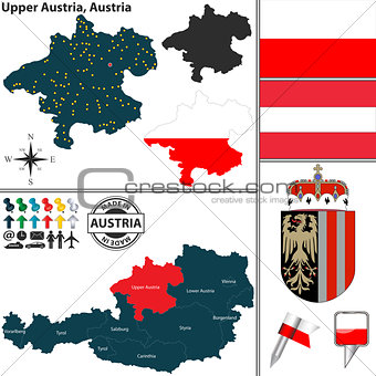 Map of Upper Austria, Austria