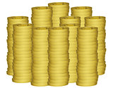 Piles of gold coins 
