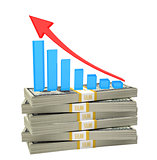Growth graph on stack of money