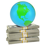 Earth on bundle of money