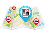 Hospital Map pointer Location Destination on map
