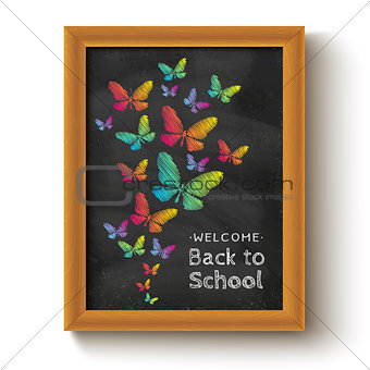 butterflys on chalkboard 