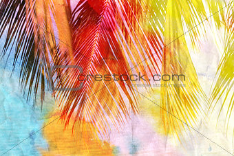 Watercolor palm leaf