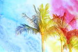 Beautiful watercolor palm trees  