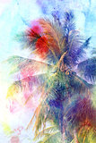 Beautiful watercolor palm trees  