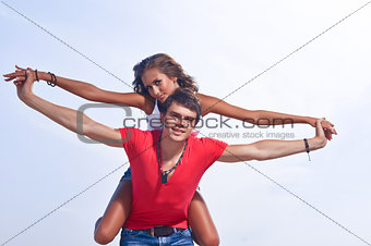 the guy holding the girlfriend