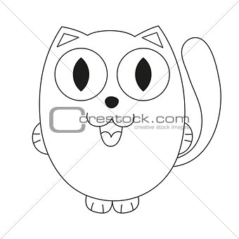 Funny fatty cat, coloring book page