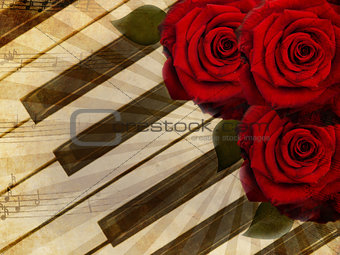 Music background with roses