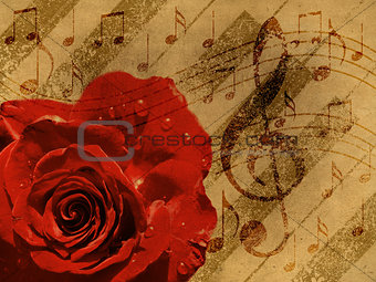 Music rose red background