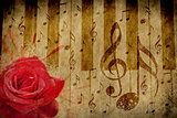 Rose and music notes