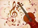 Rose pentals and violin