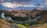 Toledo panorama at dusk, Castile-La Mancha, Spain