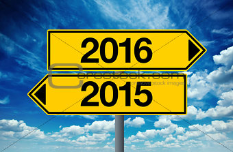 2016, Happy New Year Street Sign Concept