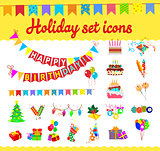 Carnival and party colorful icons objects