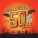 Halloween sale banner. Vector illustration