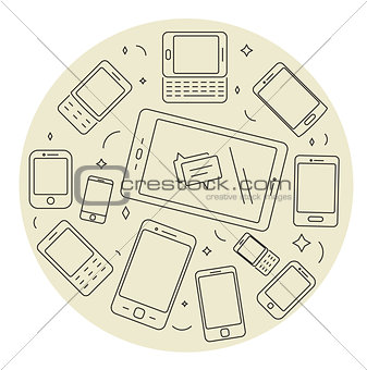 Cell phones and pad circle set