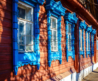 Traditional old Russian house facade
