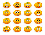 halloween pumpkin faces with emotions isolated