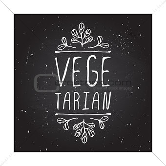 Vegetarian - product label on chalkboard.