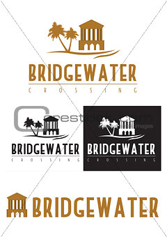 Logo icon of a bridge over water.